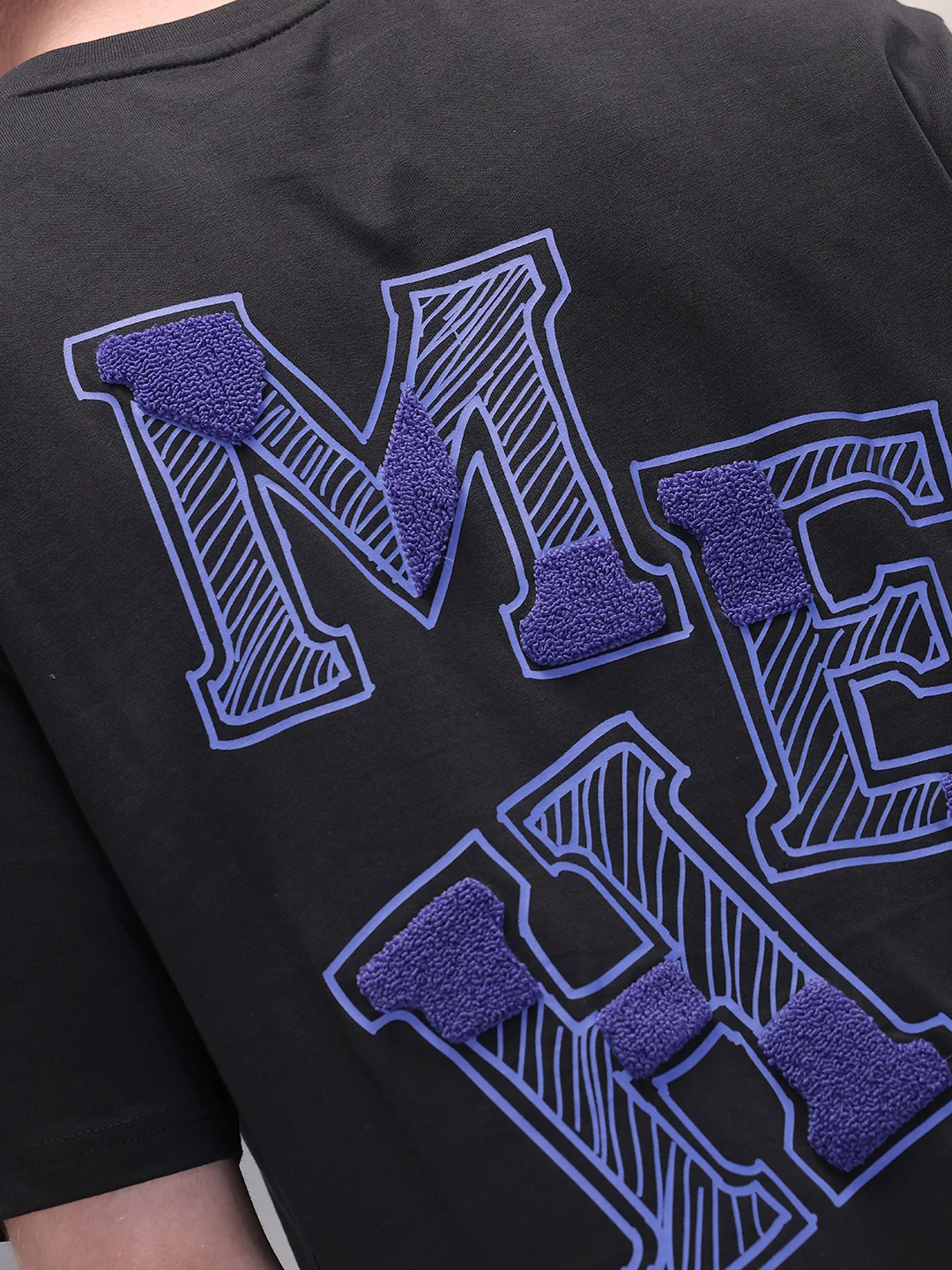 Printed Patchwork Oversized T-Shirt | Black - Image 3