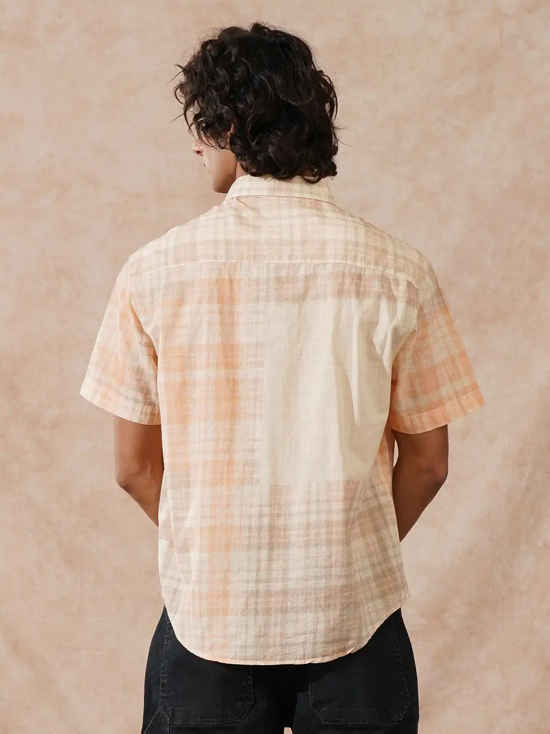 Printed Patchwork Shirt | Peach - Image 3