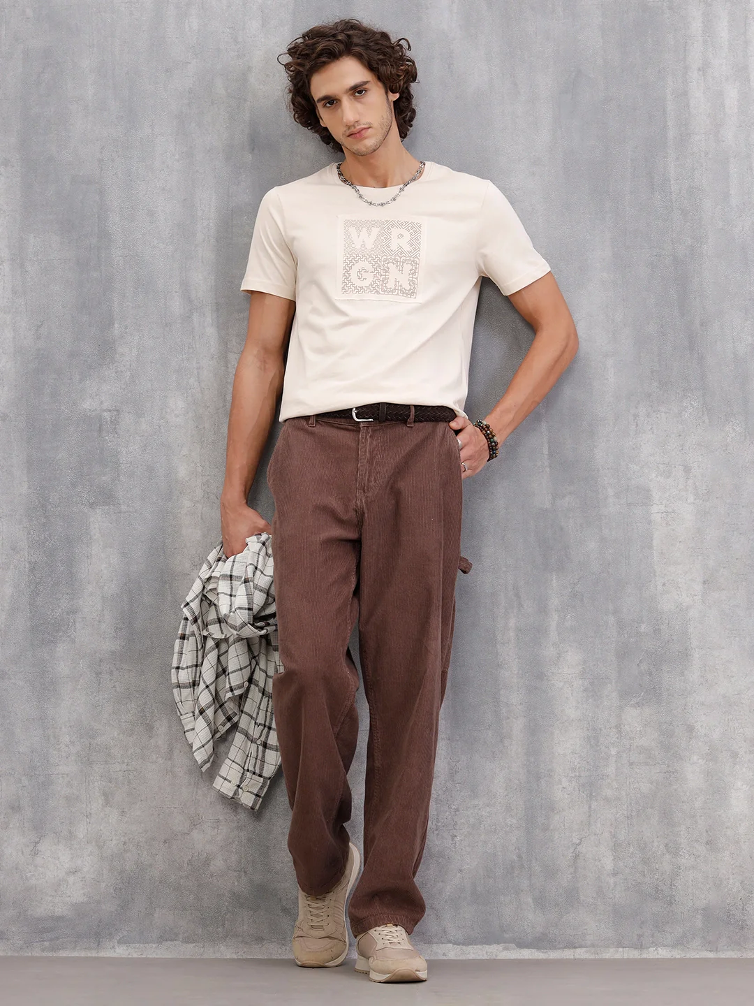 Printed Patchwork T-Shirt  |  Beige - Image 5