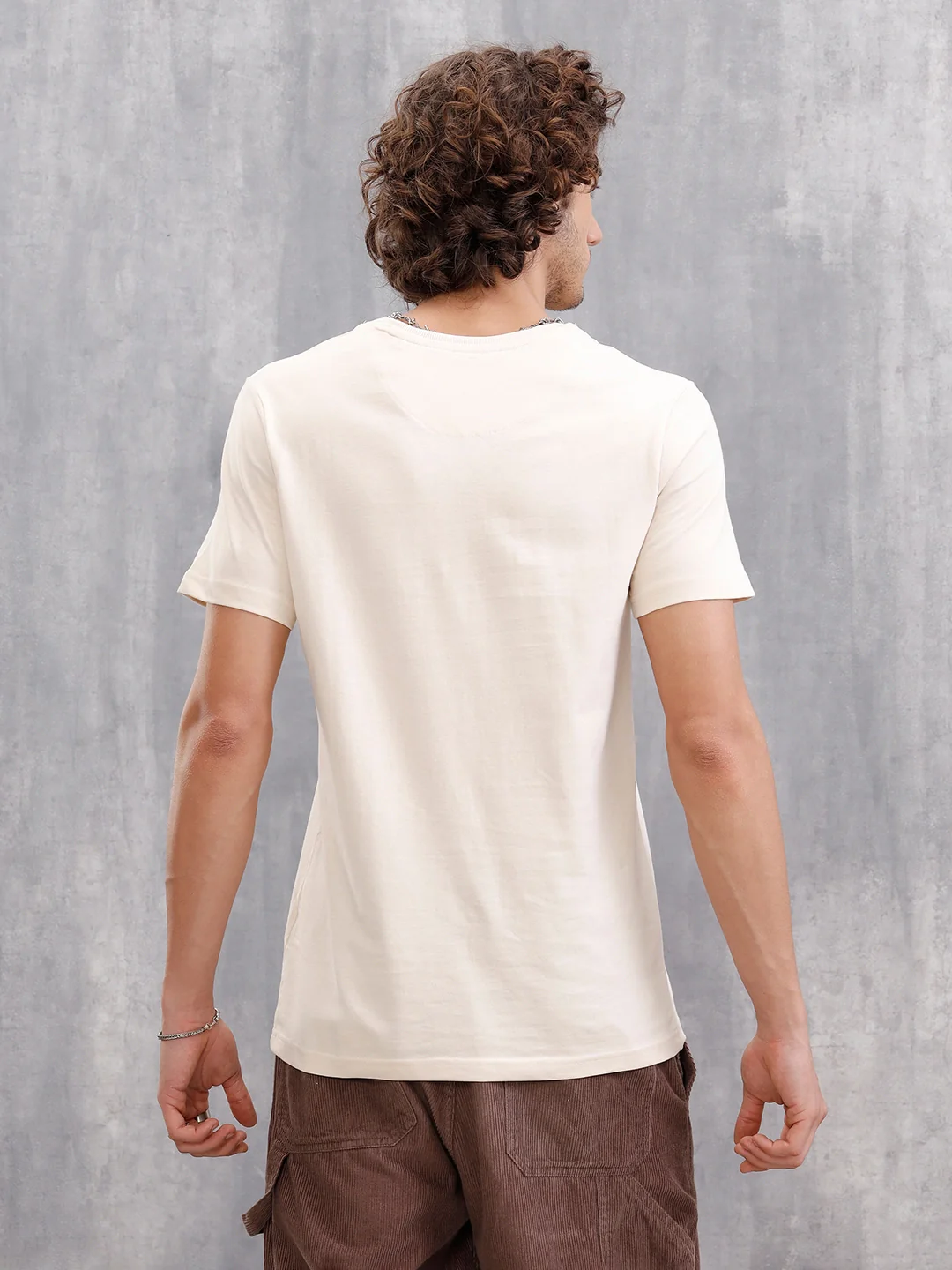 Printed Patchwork T-Shirt  |  Beige - Image 6