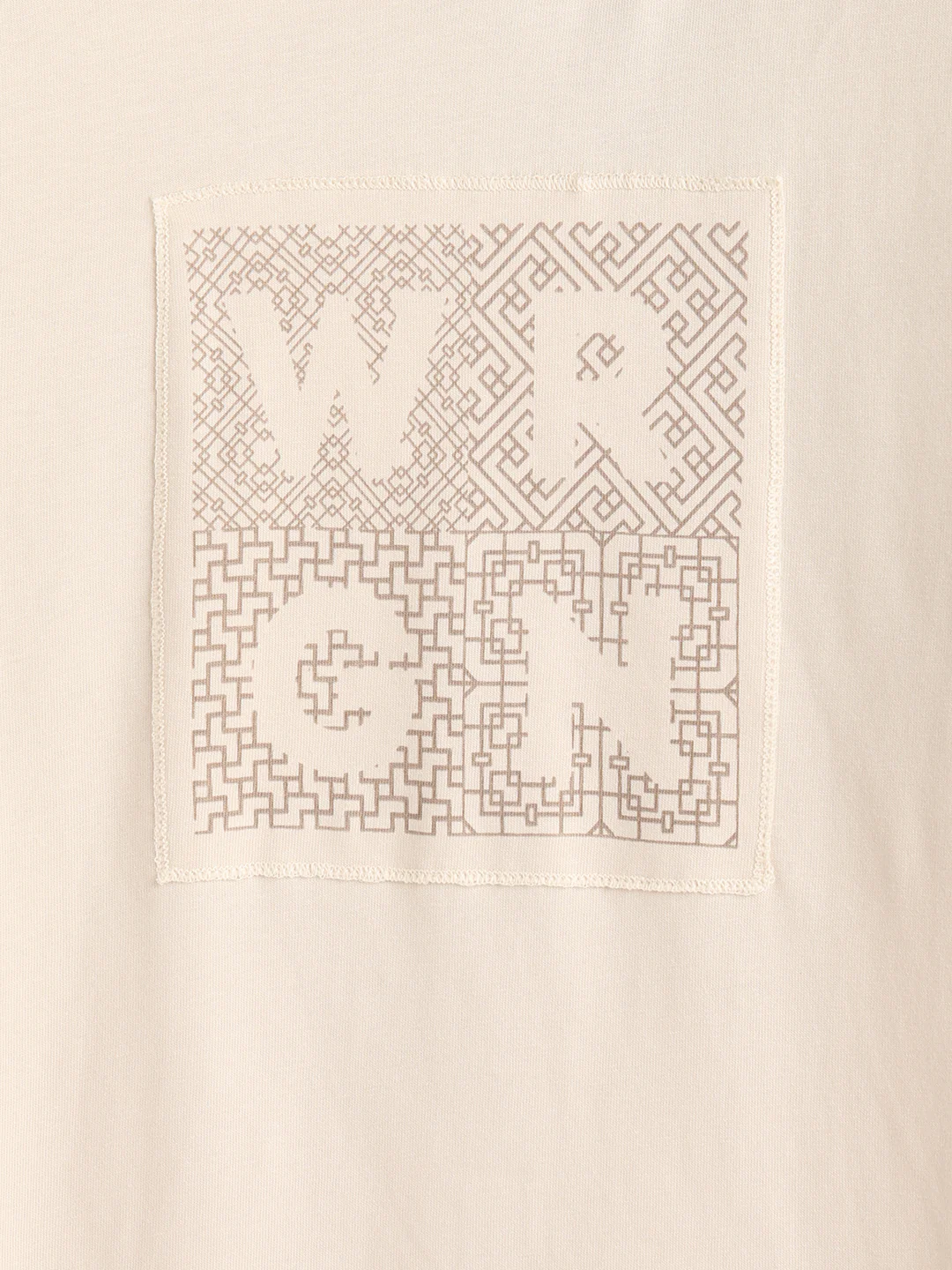 Printed Patchwork T-Shirt  |  Beige - Image 9