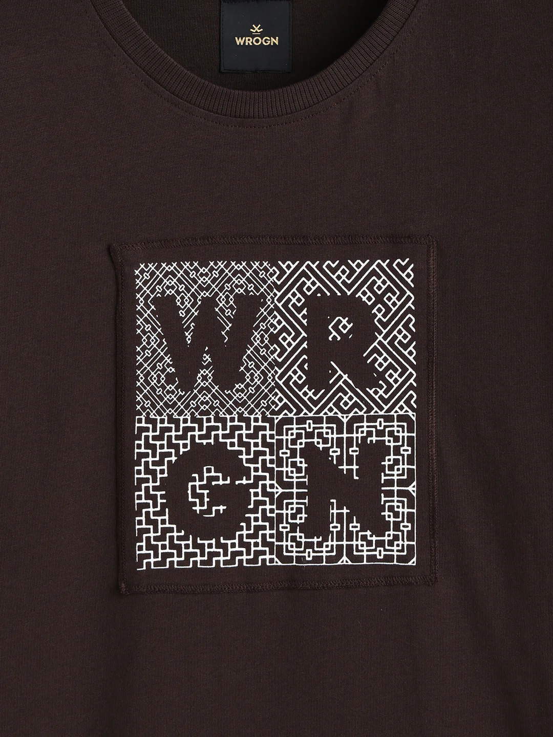 Printed Patchwork T-Shirt | Coffee - Image 3