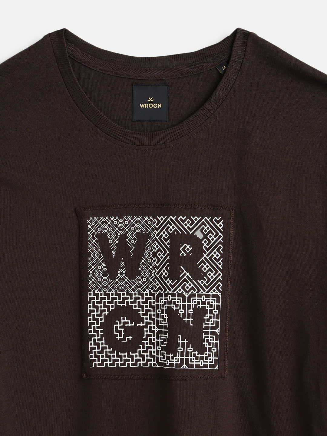 Printed Patchwork T-Shirt | Coffee - Image 4