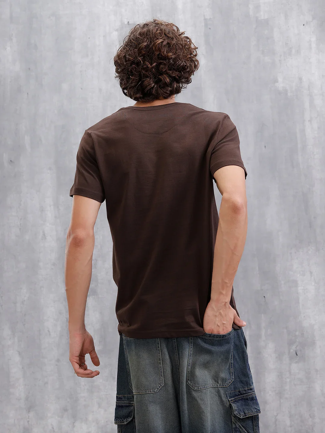 Printed Patchwork T-Shirt | Coffee - Image 7
