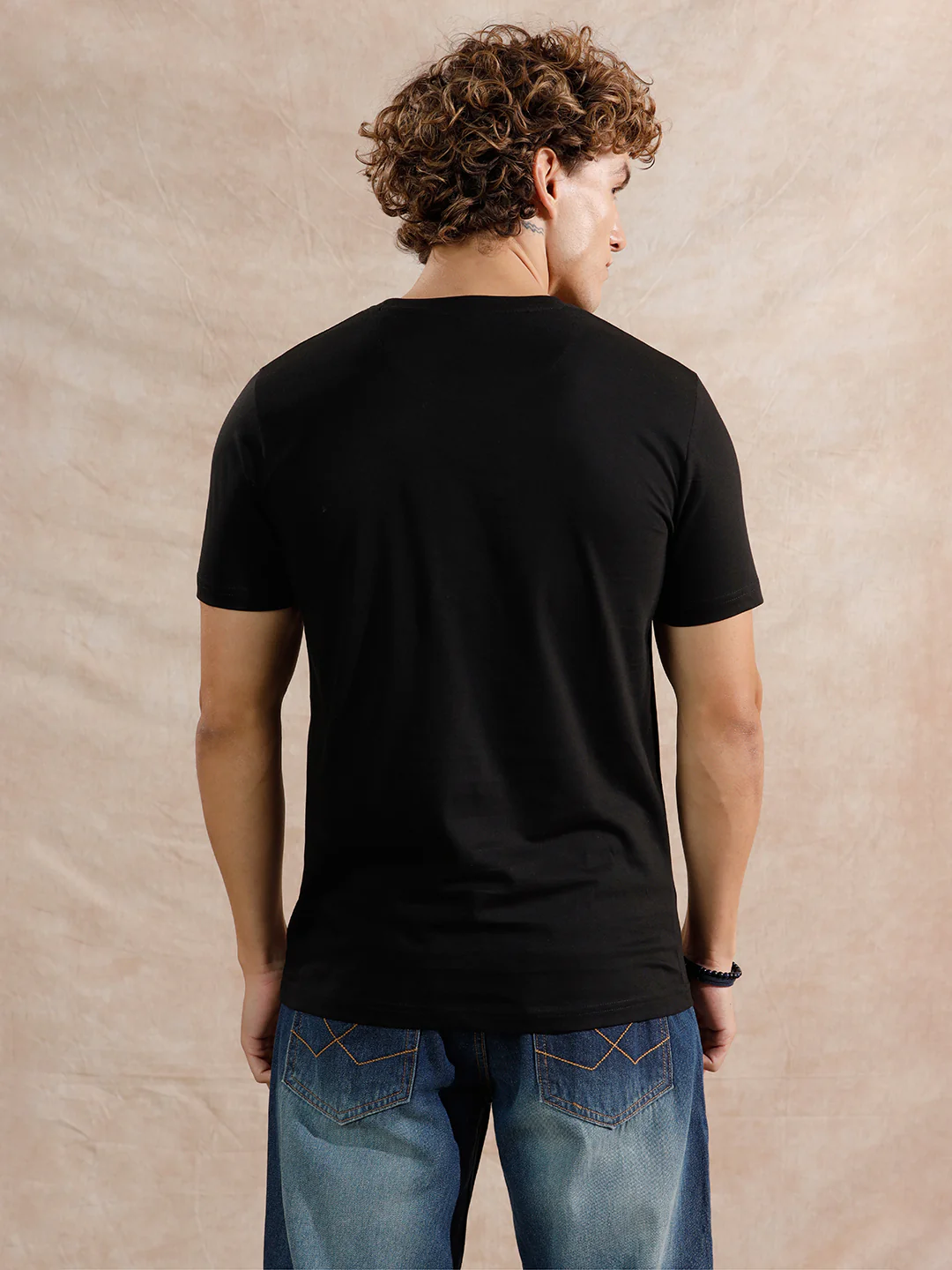 Gold Foil Print Slim Fit T-Shirt | Black - Image 3