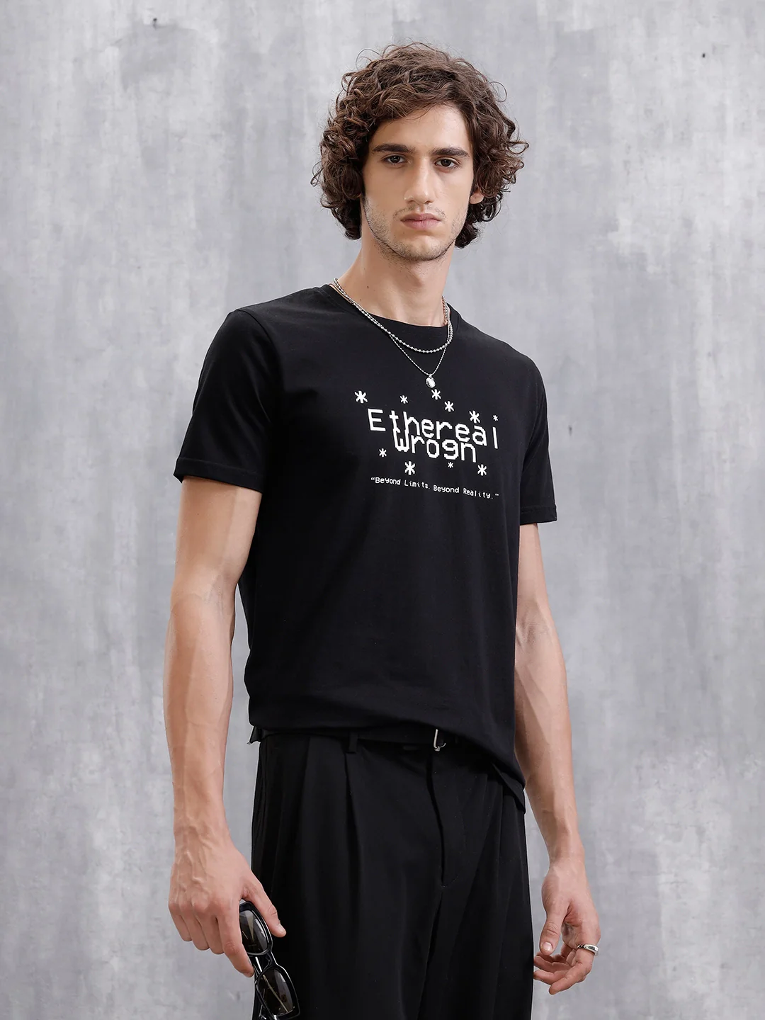 Printed Slim Fit T-Shirt | Black - Image 3