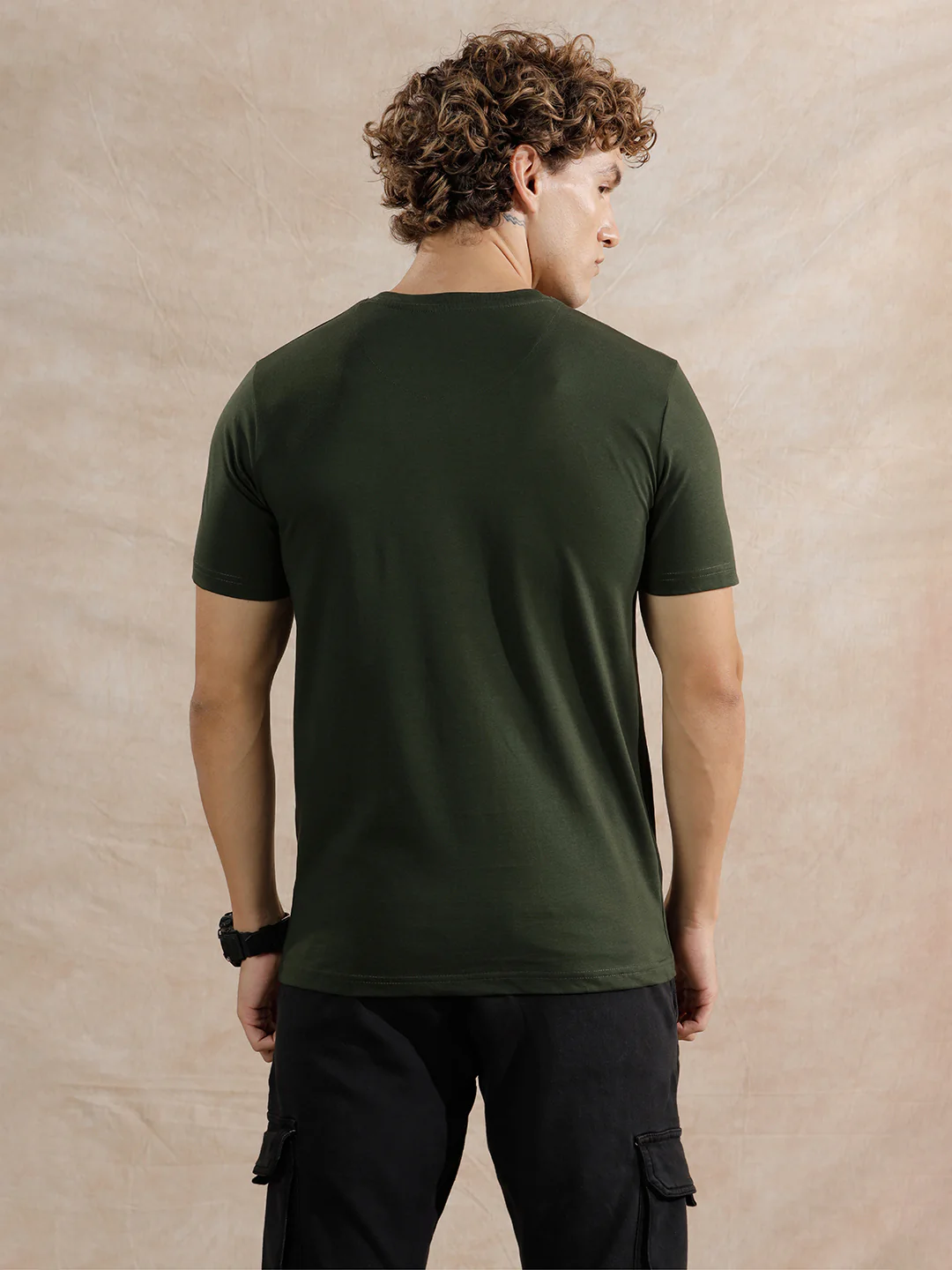 Silver Foil Print Slim Fit T-Shirt | Olive - Image 4