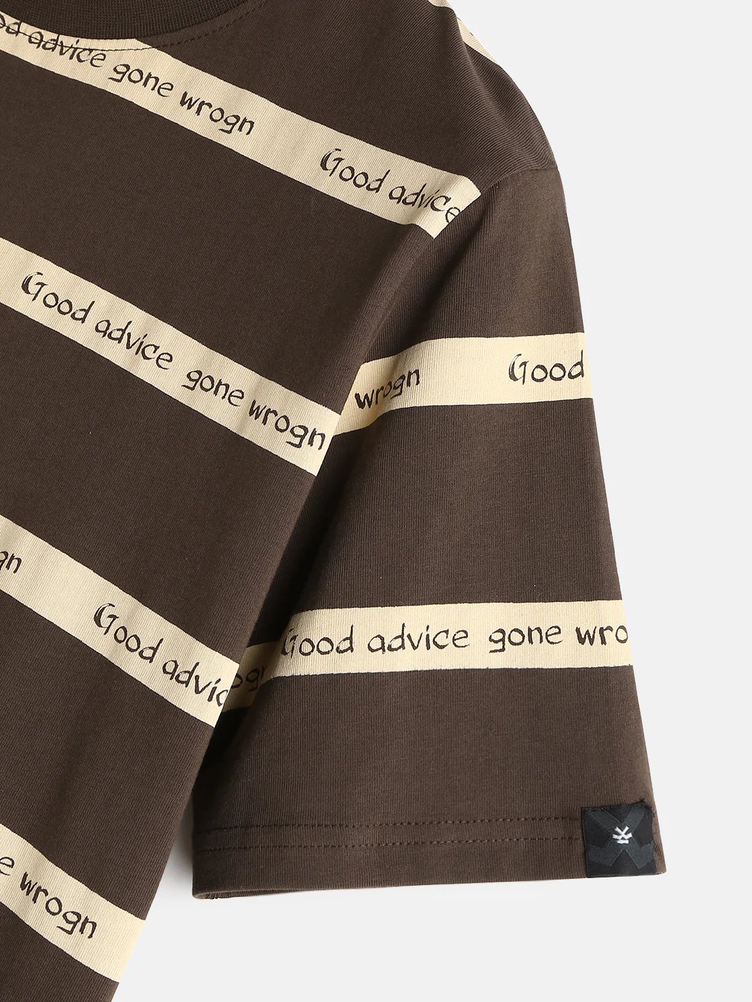 Printed Stripes Casual T-Shirt | Brown - Image 3
