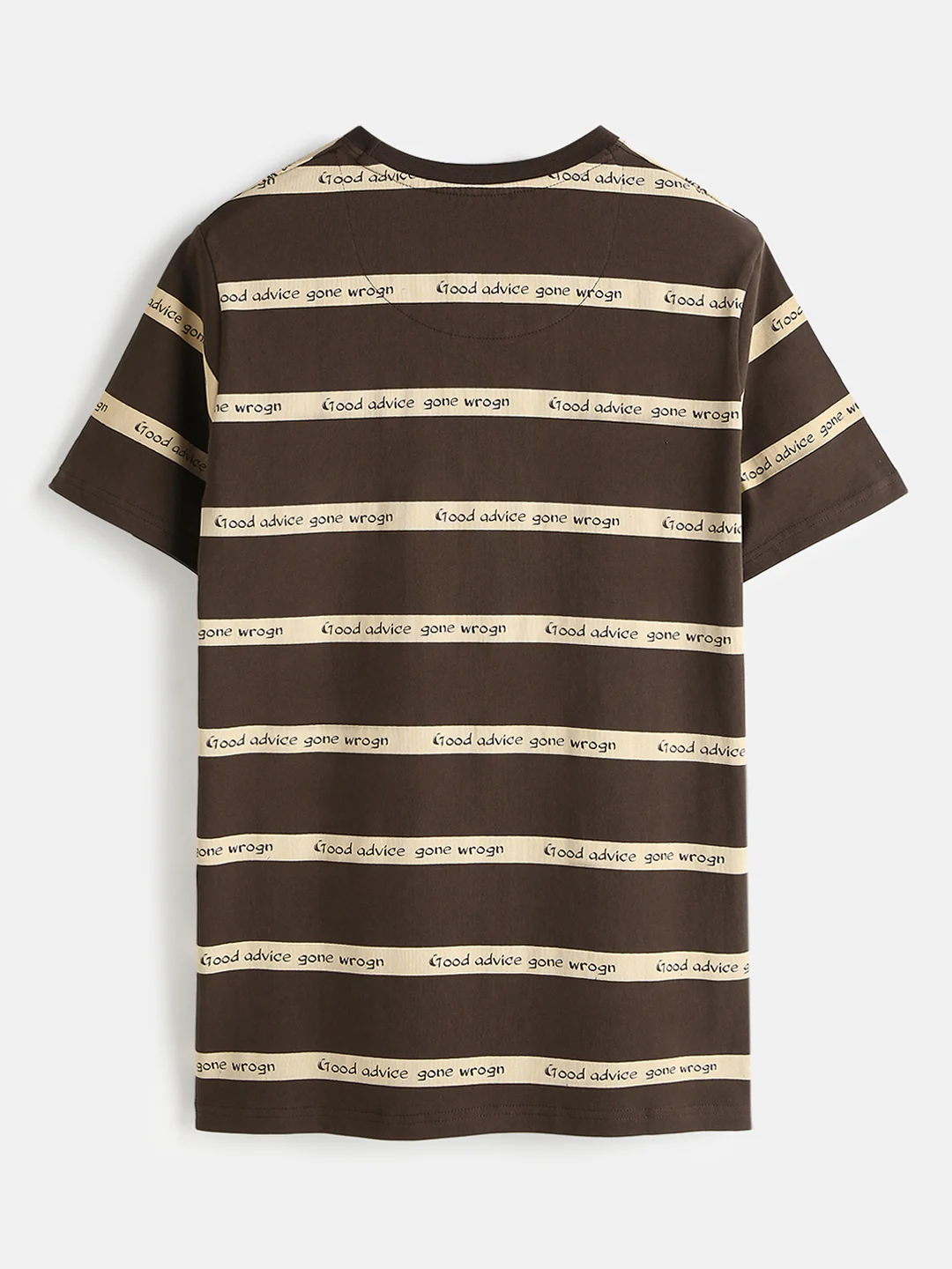 Printed Stripes Casual T-Shirt | Brown - Image 4