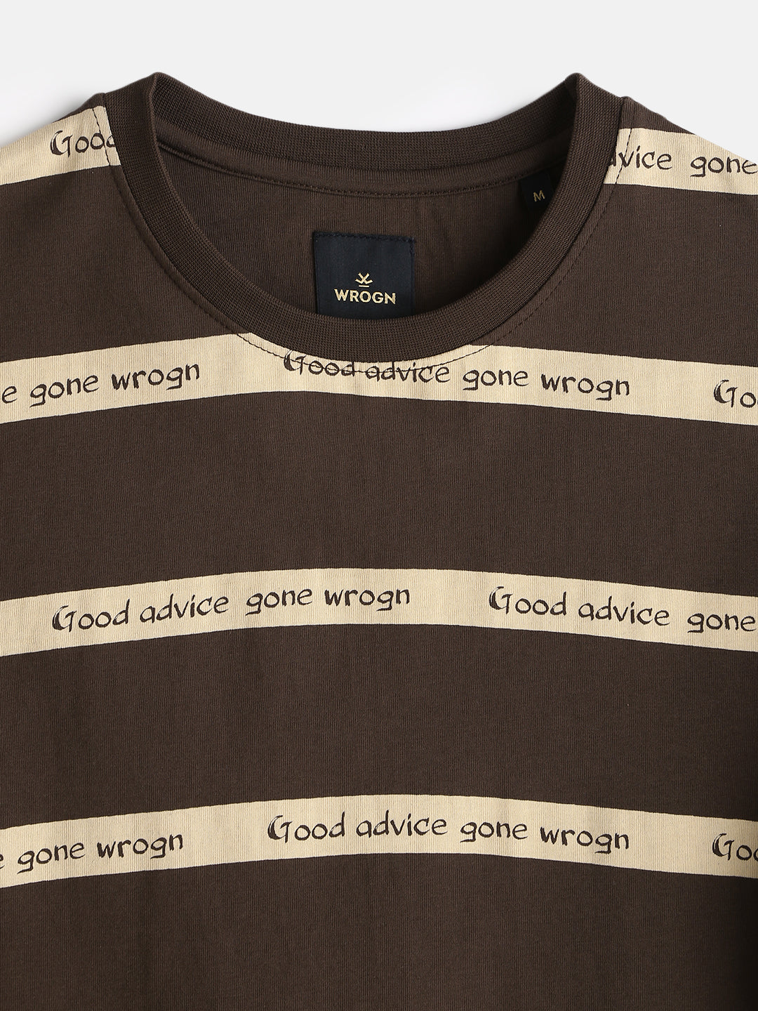 Printed Stripes Casual T-Shirt | Brown - Image 5