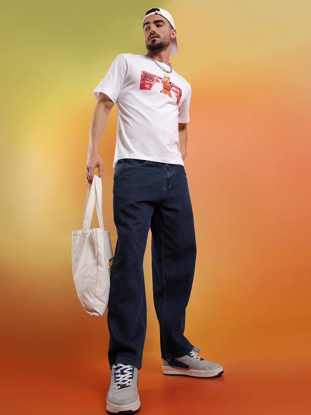 Printed White Uzumaki Naruto T-Shirt - Image 2