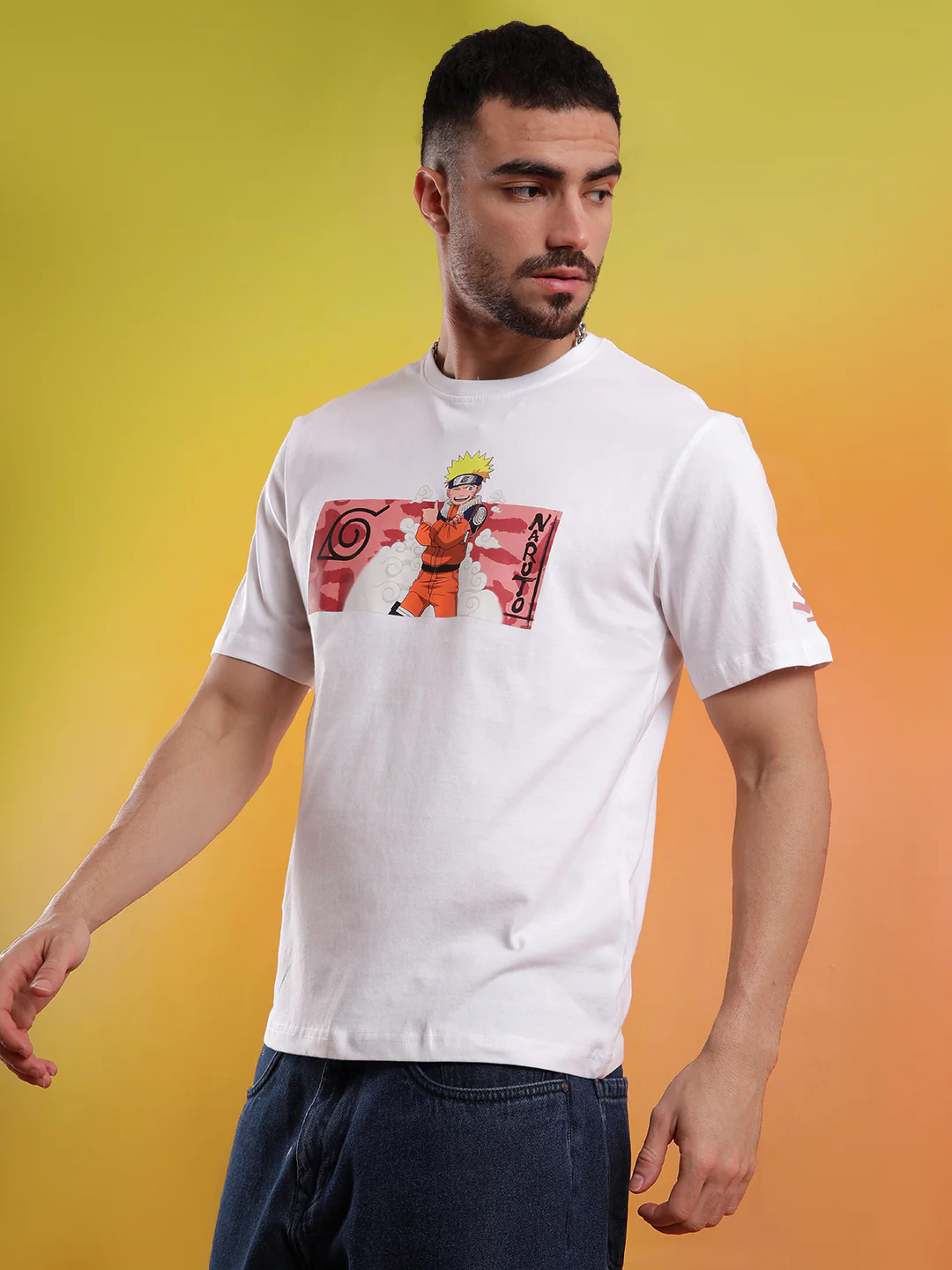 Printed White Uzumaki Naruto T-Shirt - Image 4