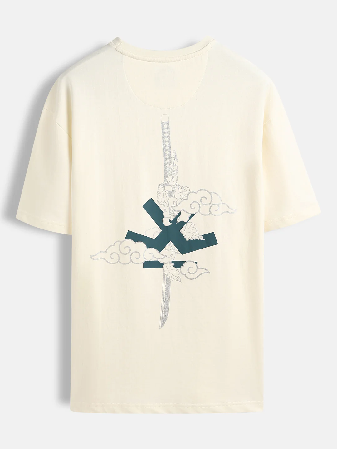 Puff print chest motif oversized tshirt | Off white - Image 8