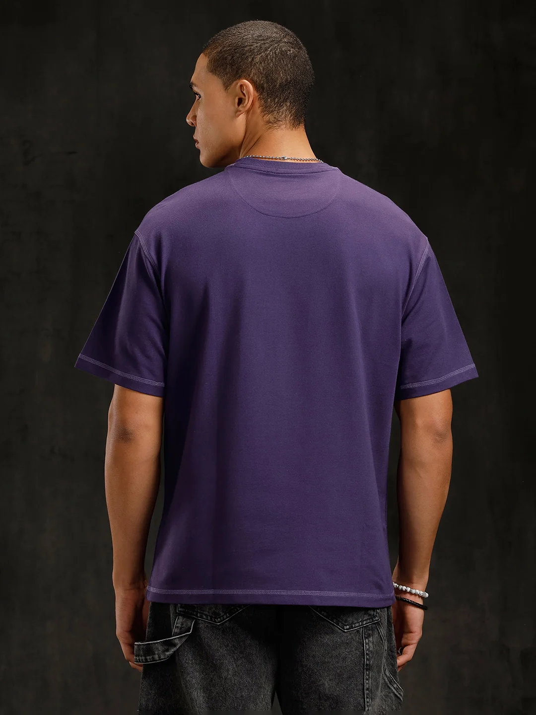 Puff Printed Oversized T-Shirt | Purple - Image 3