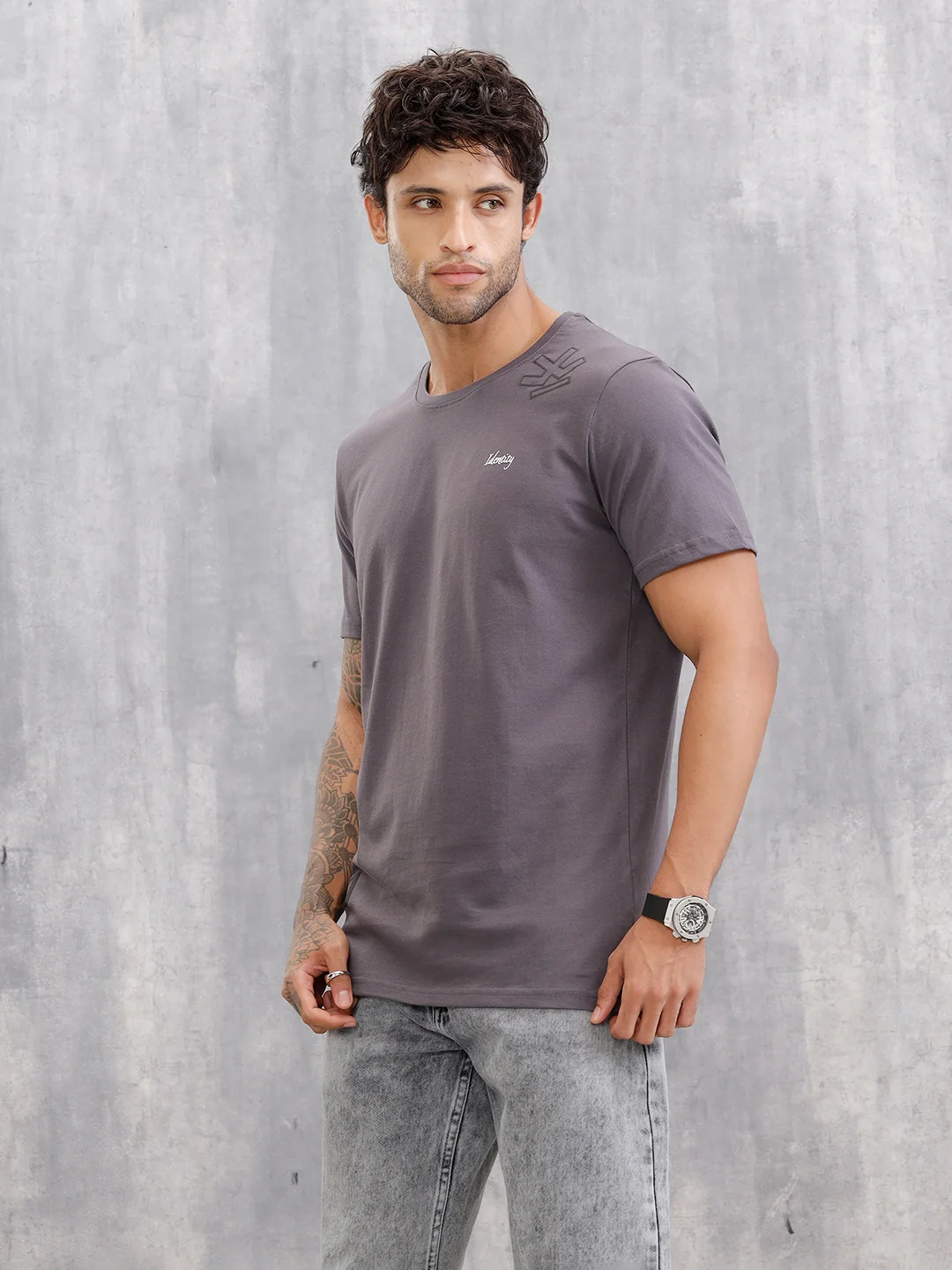 Puff Printed Regular Fit T-shirt | Dark Grey - Image 4