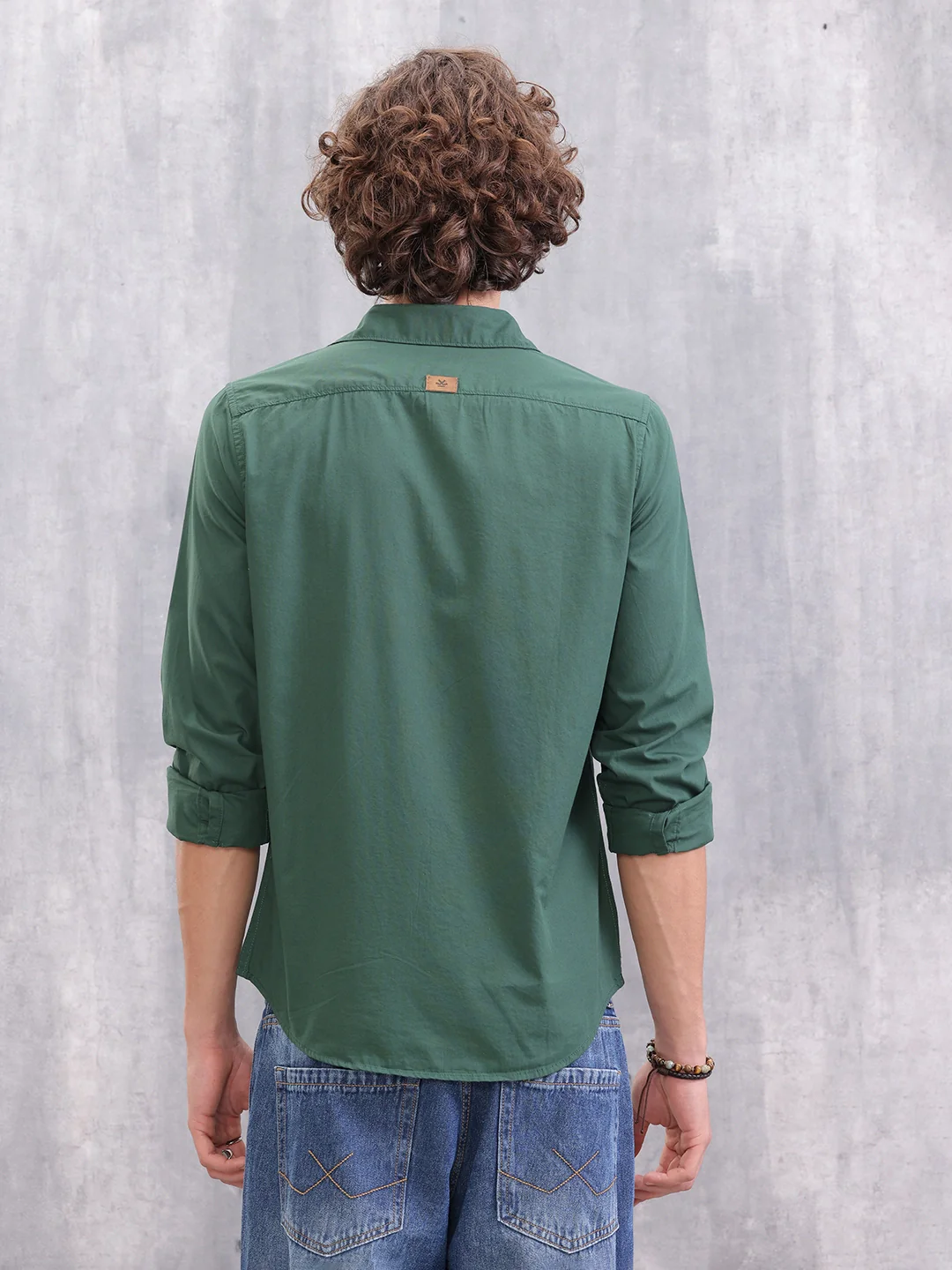 Pure Cotton Enzyme Washed Regular Fit Shirt I Olive - Image 3