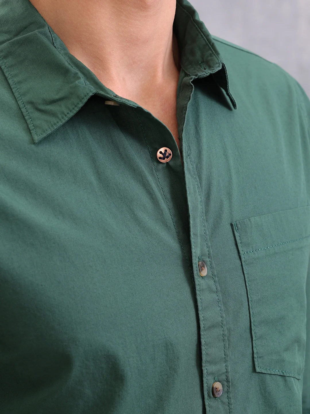 Pure Cotton Enzyme Washed Regular Fit Shirt I Olive - Image 4