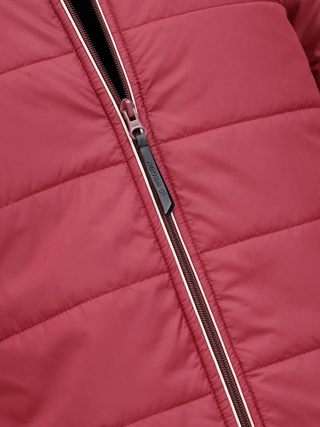 Quilted High Neck Regular Fit Jacket I Maroon - Image 5