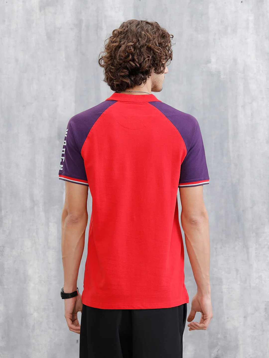 Raglan Sleeve Polo T-Shirt | Red - Image 3