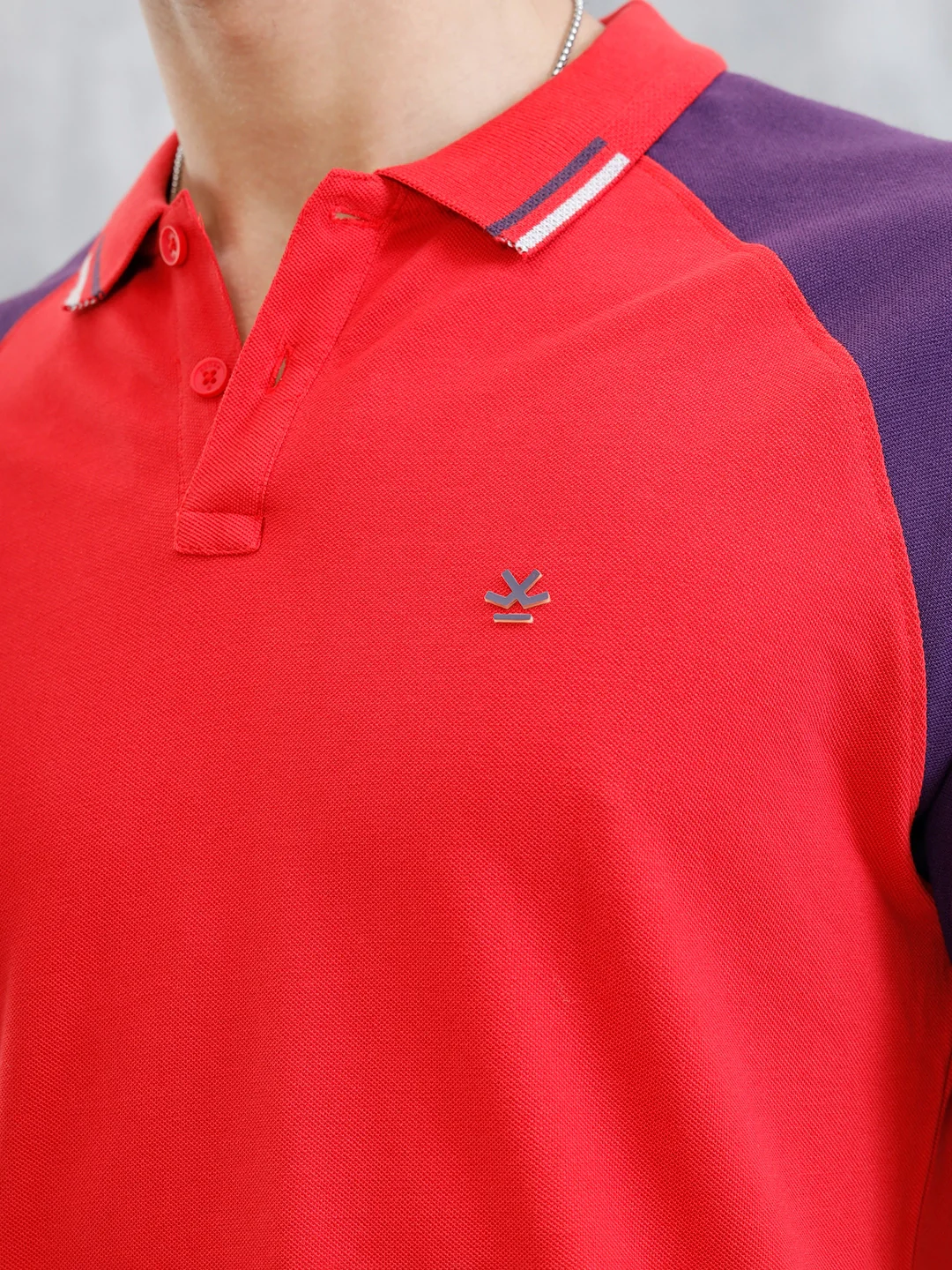 Raglan Sleeve Polo T-Shirt | Red - Image 5