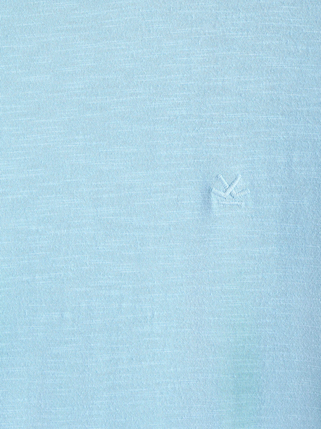 Raw Edged Blue Crew Neck T-Shirt - Image 4