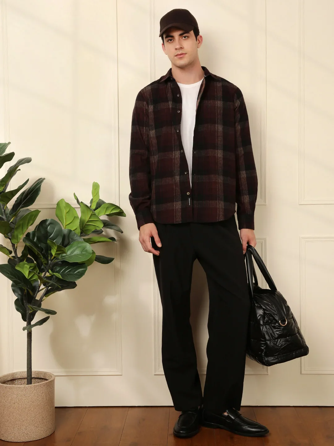 Red Blend Checked Cotton Shirt - Image 4