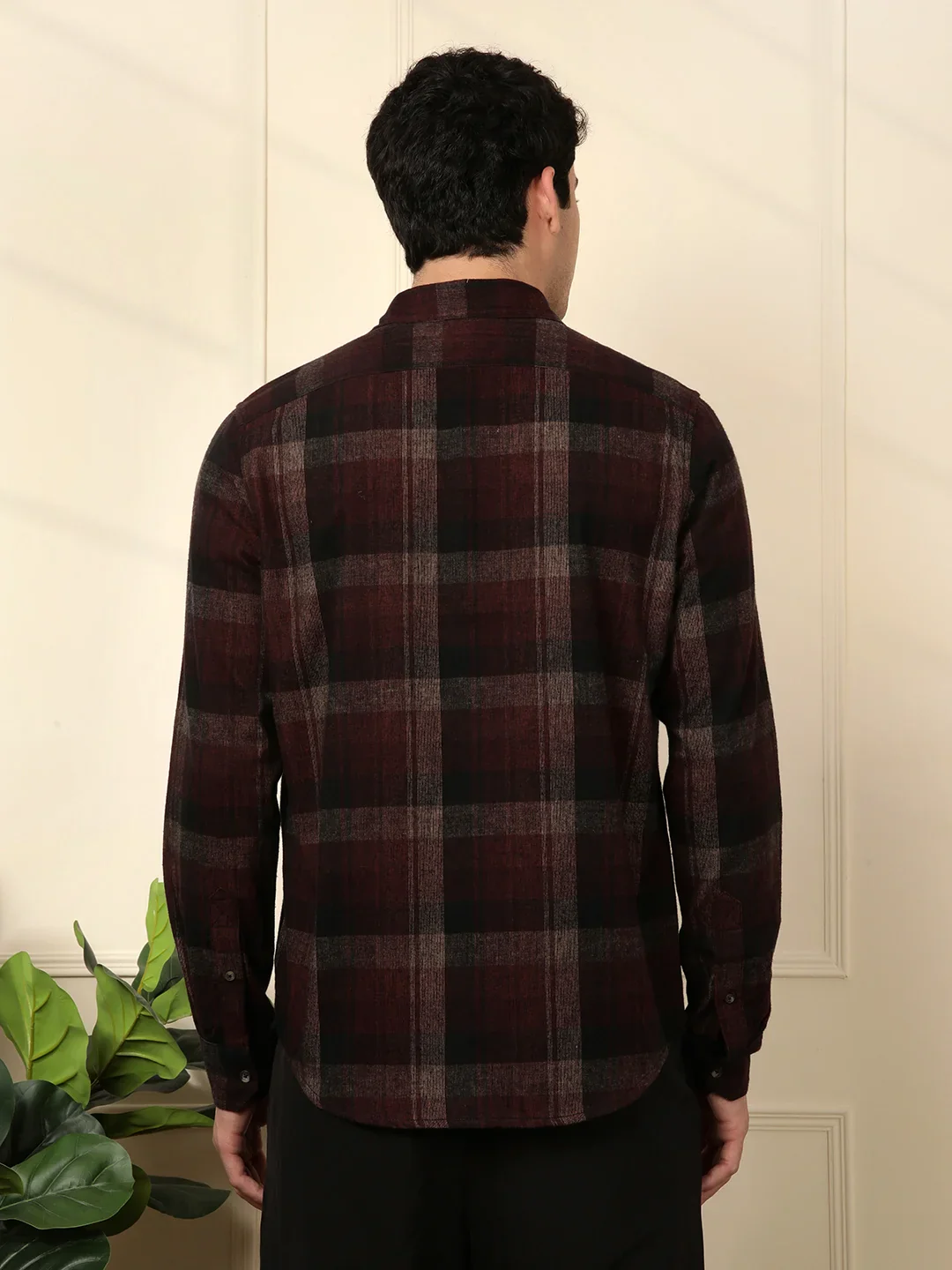 Red Blend Checked Cotton Shirt - Image 5