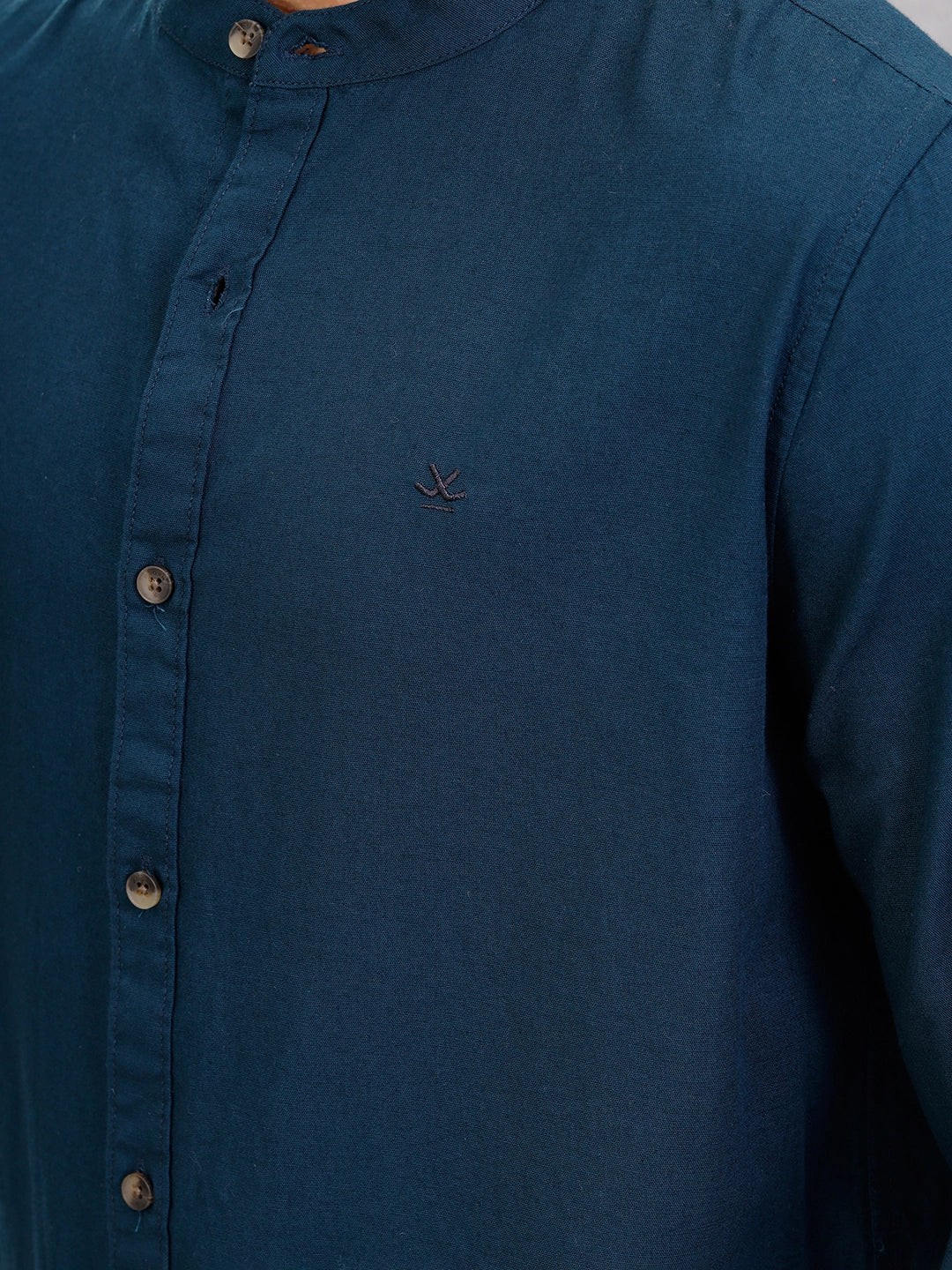Regular Fit 100% Cotton Solid Shirt | Dark Blue - Image 4