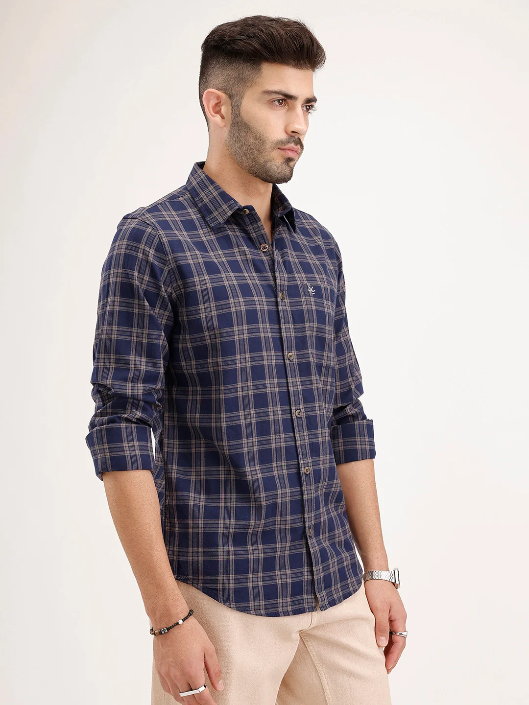 Regular Fit Checkered Shirt| Blue - Image 4