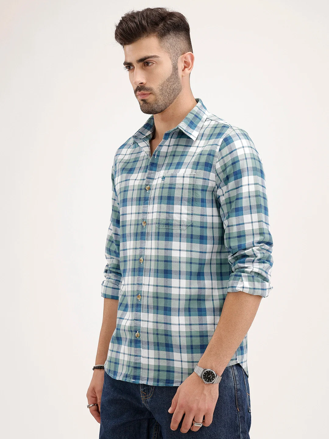 Regular Fit Checkered Shirt | Blue - Image 4