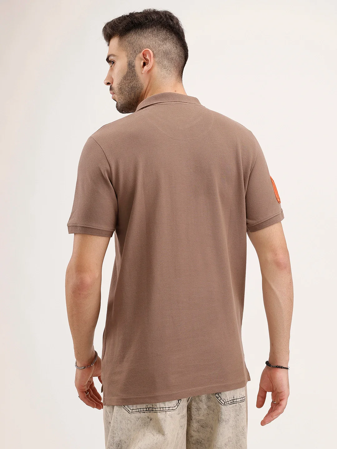 Regular Fit Embroidered Patch Polo T-Shirt | Brown - Image 3