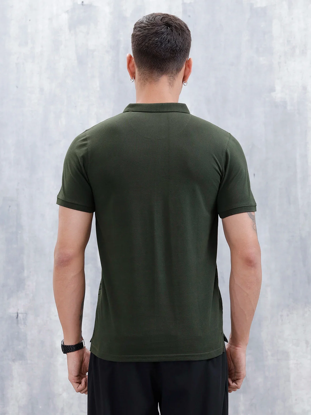 Regular Fit Graphic Printed Polo T-Shirt | Olive - Image 3