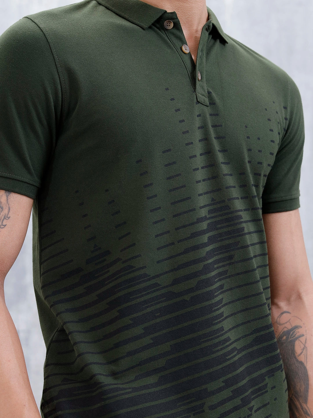 Regular Fit Graphic Printed Polo T-Shirt | Olive - Image 5