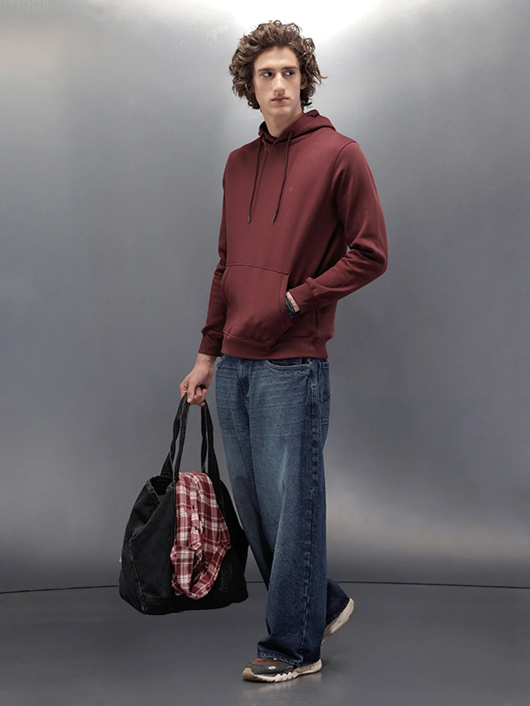 Regular Fit Maroon Hooded Pullover In Super Soft Fabric | Maroon - Image 2