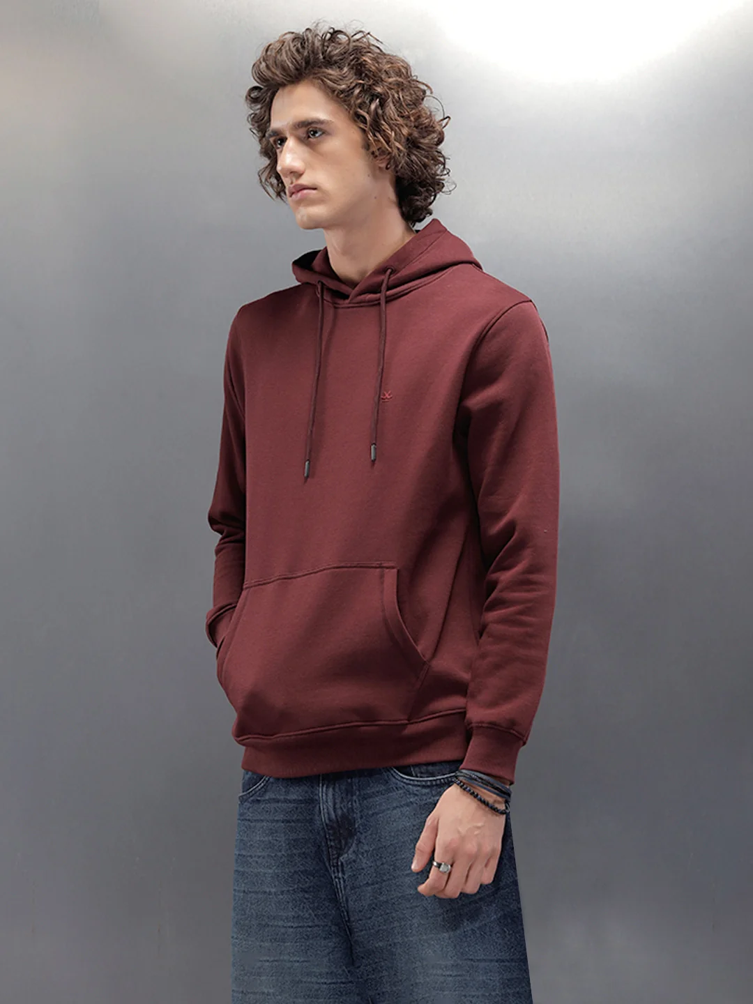 Regular Fit Maroon Hooded Pullover In Super Soft Fabric | Maroon - Image 4