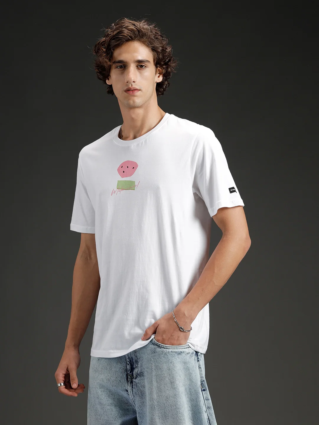 Regular fit Printed T-shirt for Men's | White - Image 4