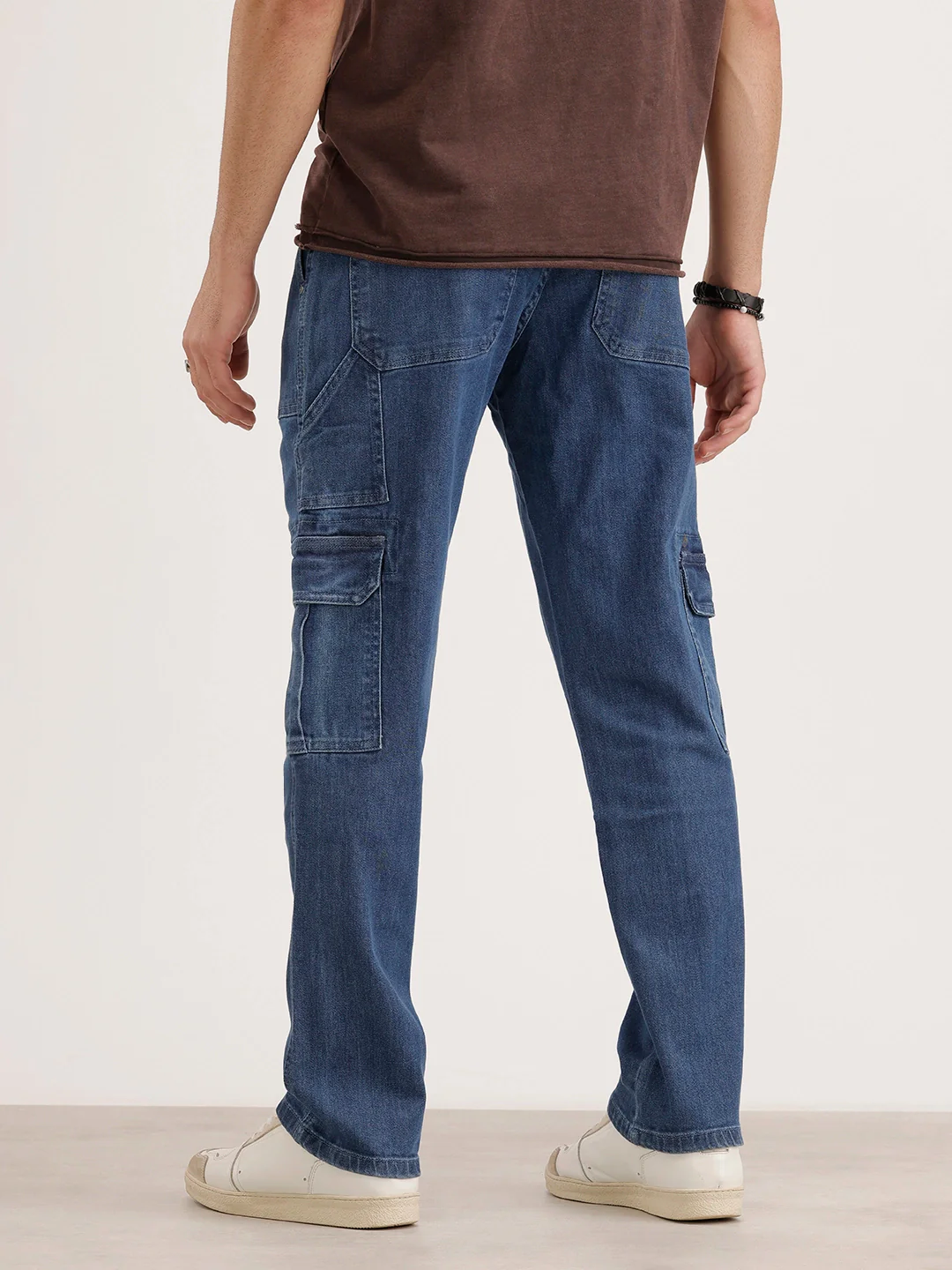 Relaxed Fit Cargo Denim Jeans | Blue - Image 3