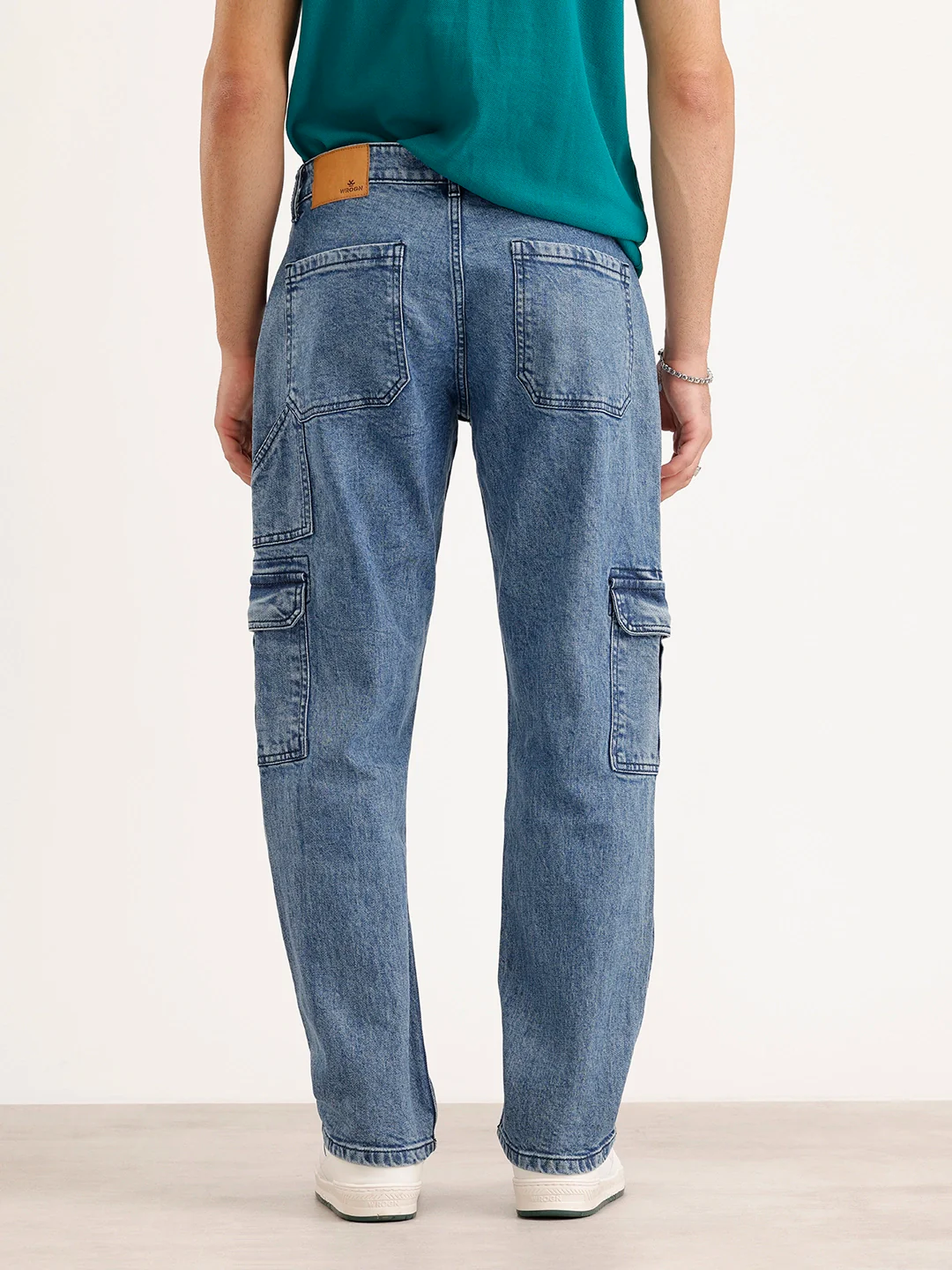 Relaxed Fit Cargo Denim Jeans | Light Blue - Image 3