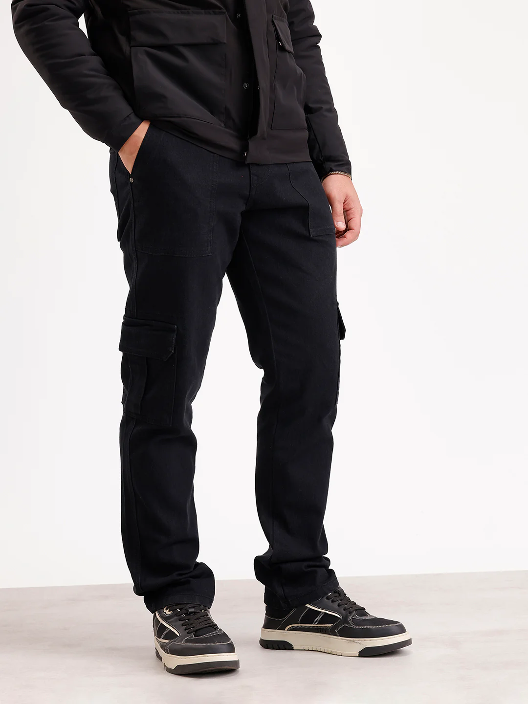 Relaxed Fit Denim Cargo  | Black - Image 4