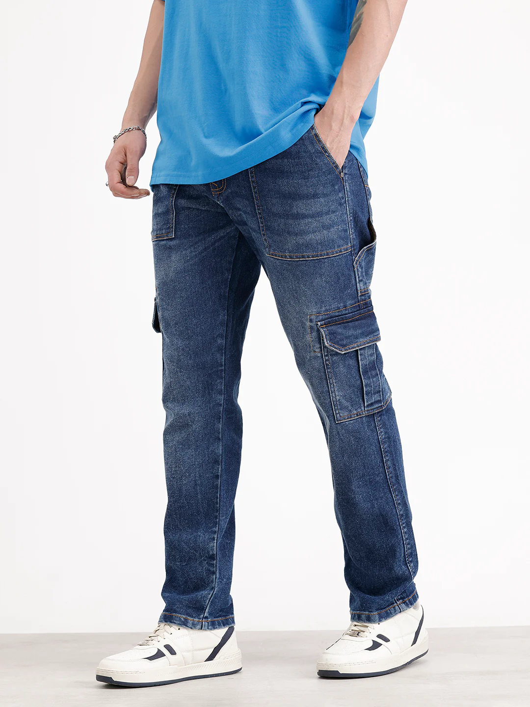 Relaxed Fit Denim Cargo | Dark Blue - Image 4