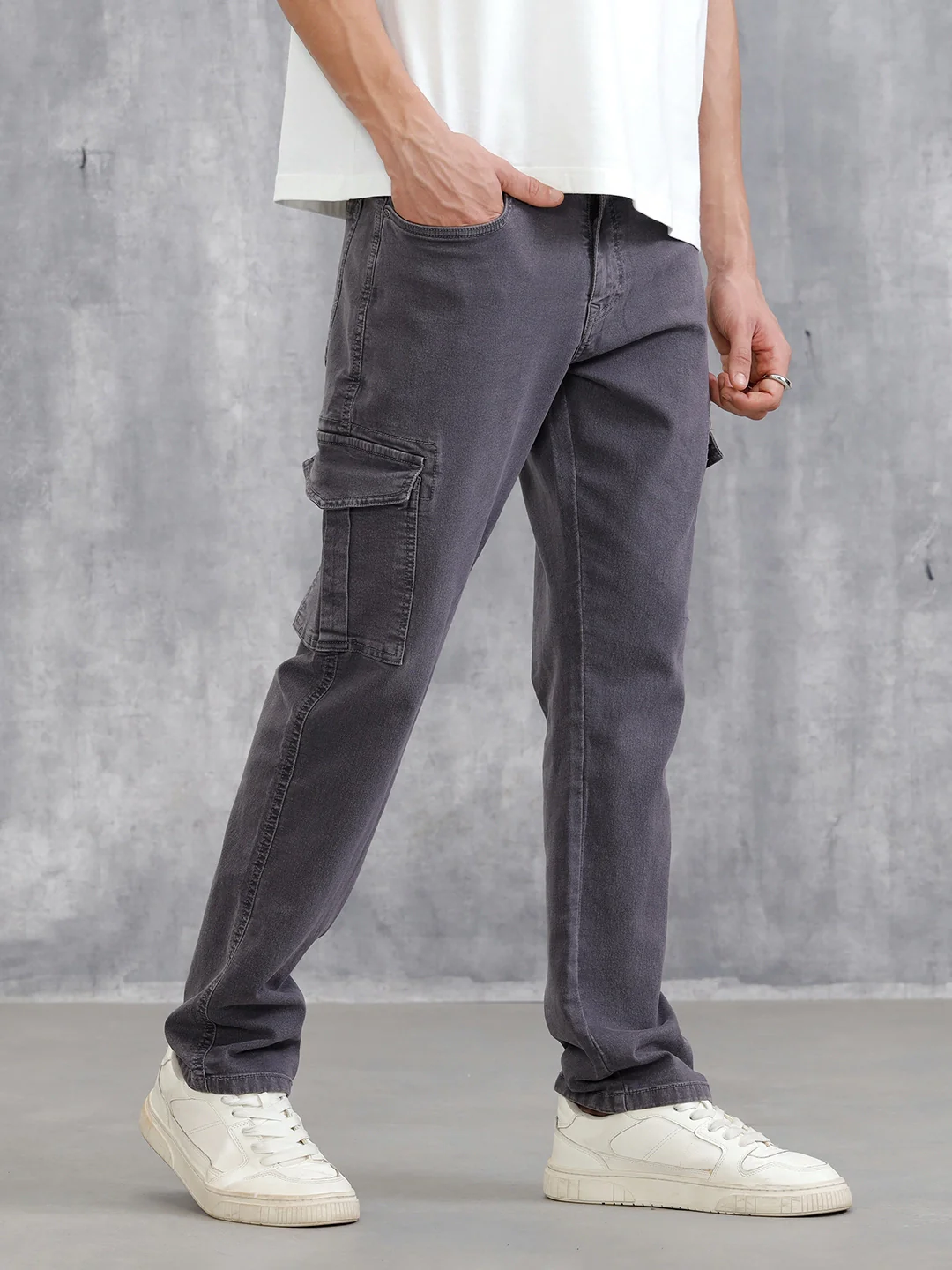 Relaxed Fit Workwear Cargo Jeans | Grey - Image 4