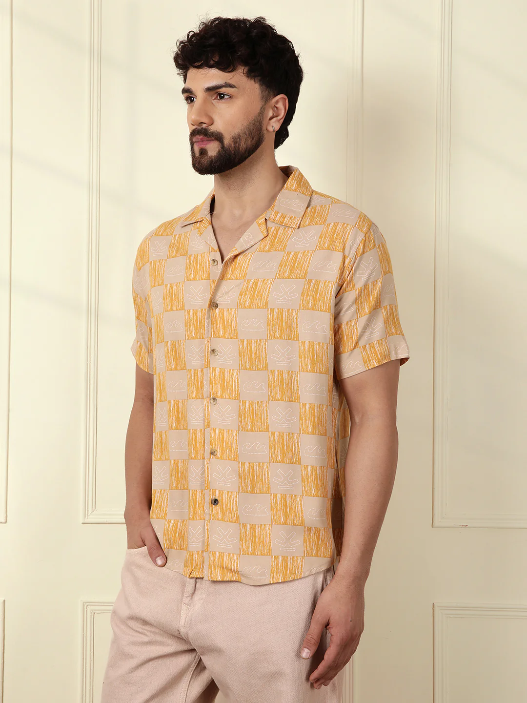 AOP Fluid Viscose Shirt | Yellow - Image 5