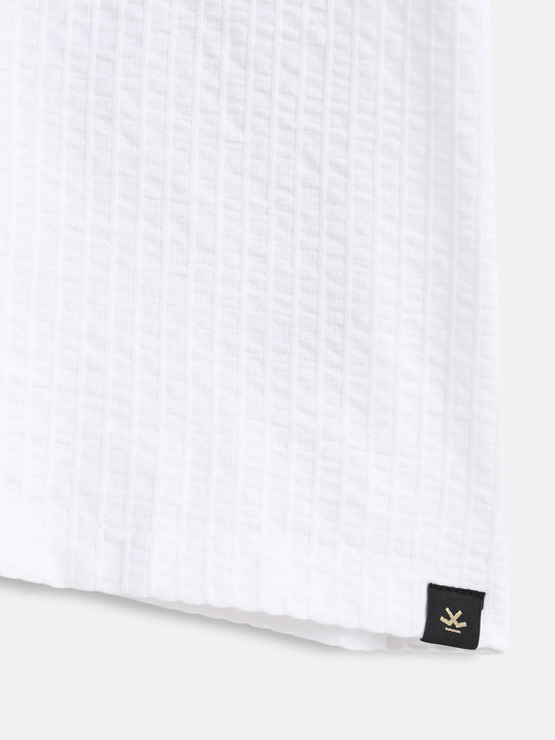 Resort Collar Textured Seersucker Fabric Polo T-Shirt  | Off White - Image 10
