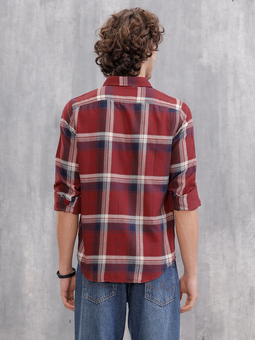 Retro Checkered Pattern Regular Fit Shirt | Red - Image 3