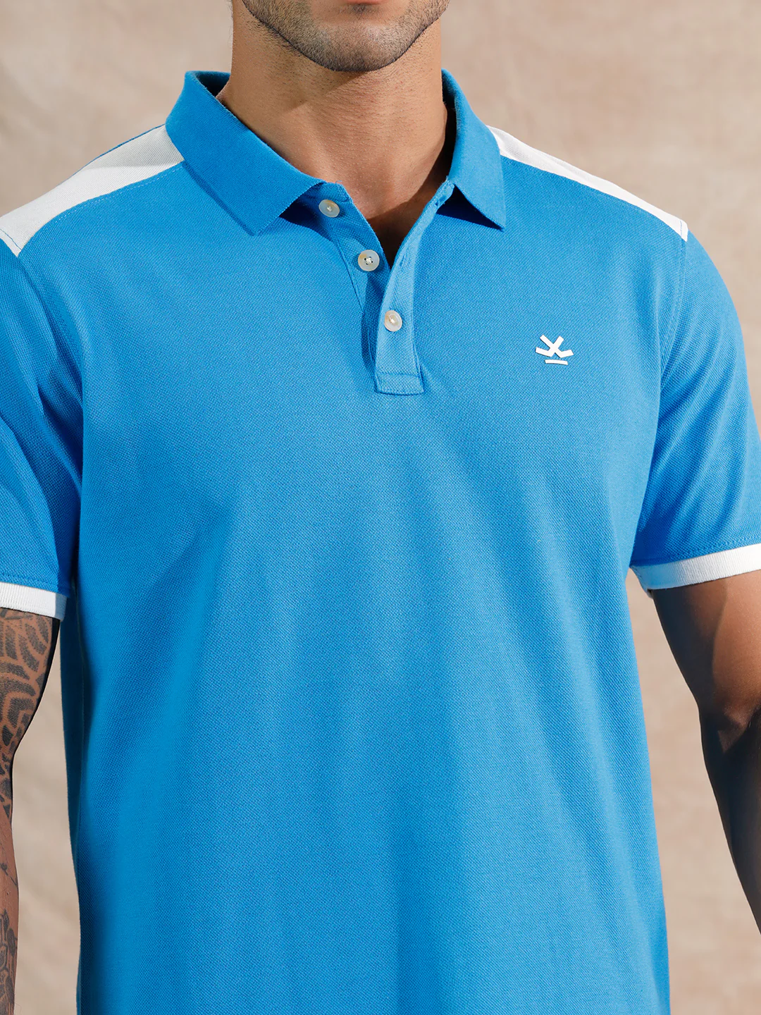 Retro Colour Blocked Polo T-Shirt | Blue - Image 5