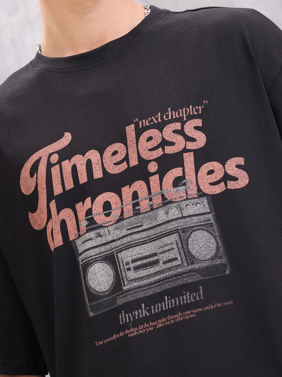 Retro Graphic Printed Oversized Fit Tshirt | Black - Image 5