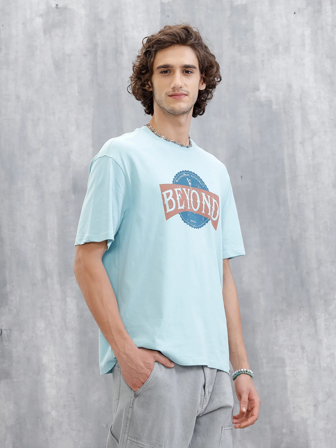 Retro Graphic Printed T-Shirt | Light Blue - Image 4