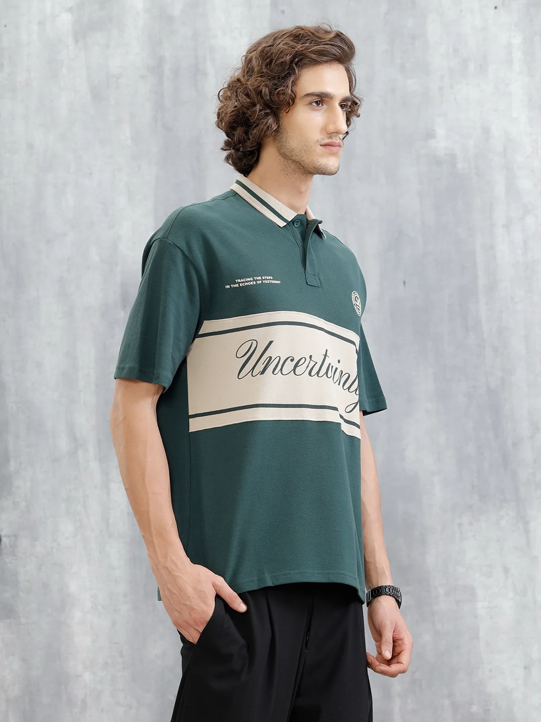 Retro Inspired Oversized Polo T-Shirt | Green - Image 4