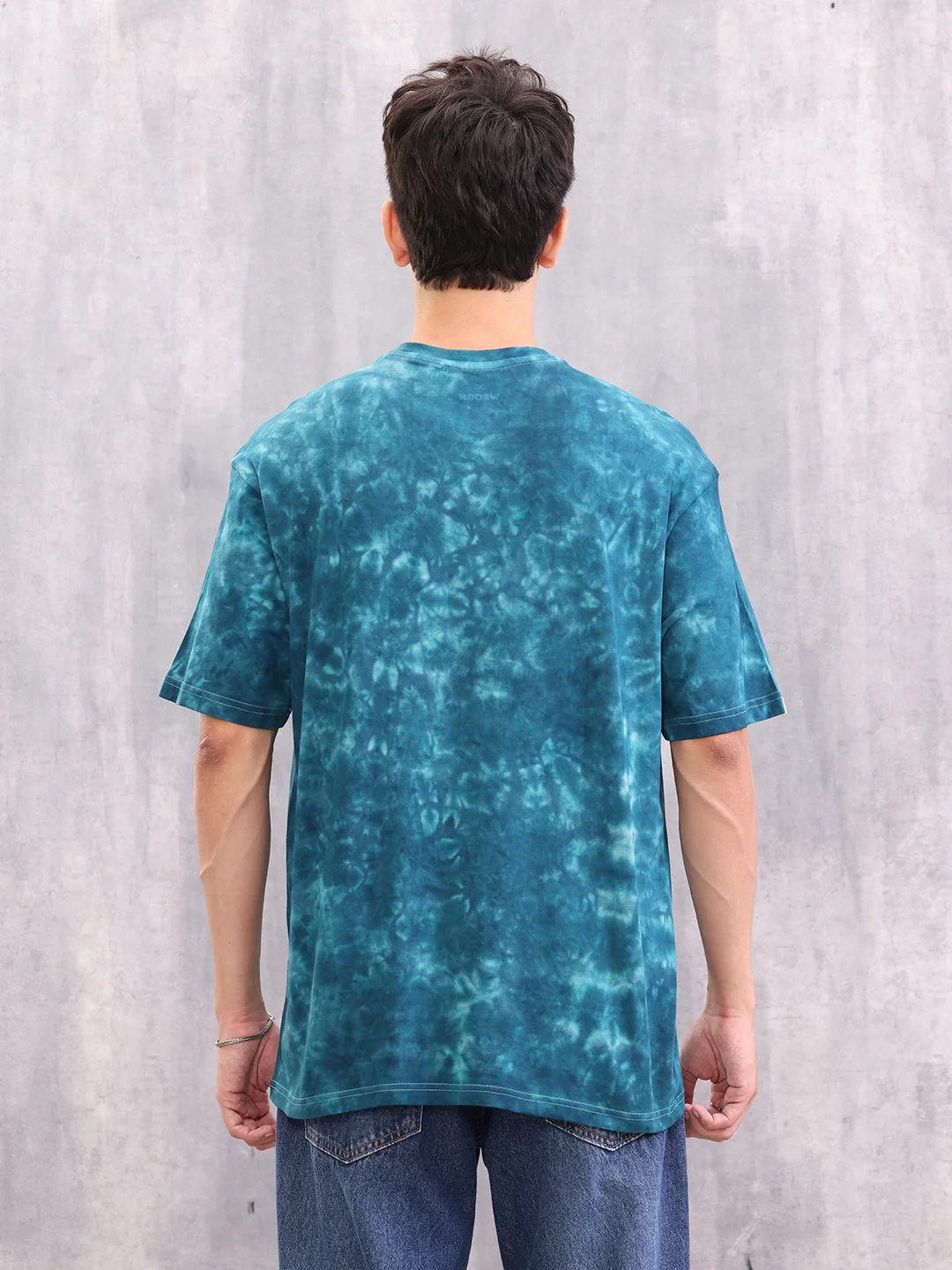 Retro Look Tie And Dye Oversized Fit T-shirt | Blue - Image 3