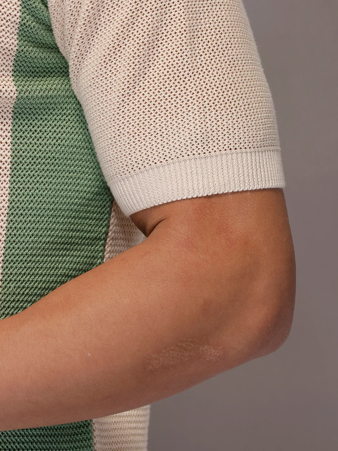 Retro Pastel Vertical Stripe Polo | Beige - Image 5